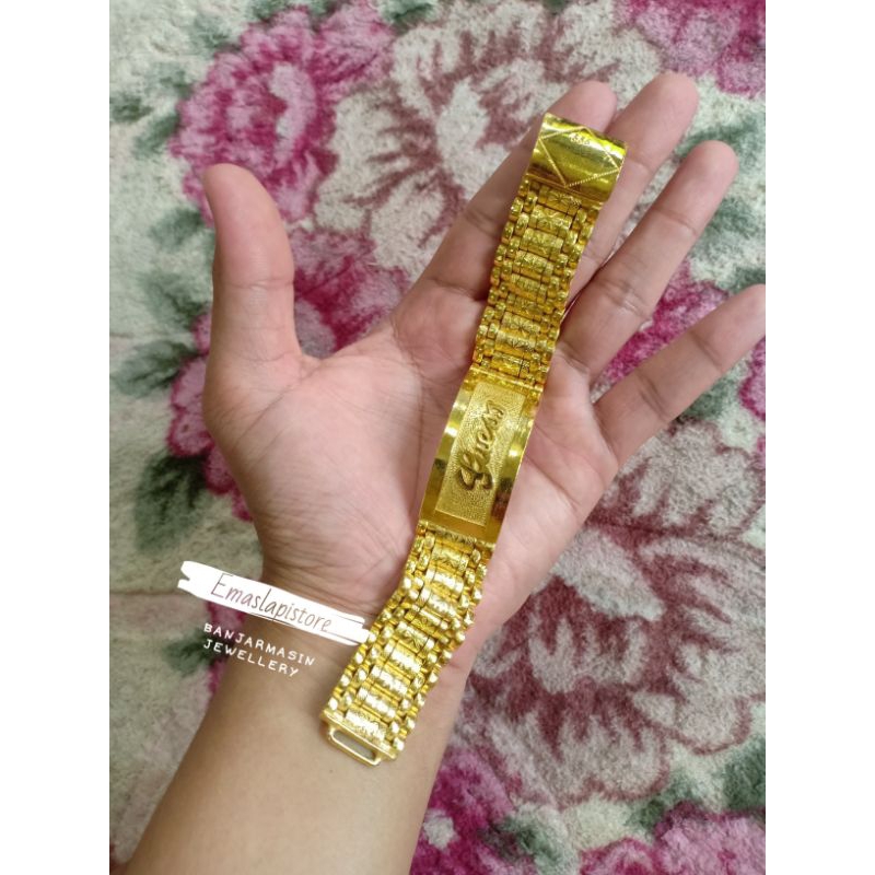 Gelang Plat Layar Papan -G*es*- G Gradasi Lapis Emas 999 Banjar