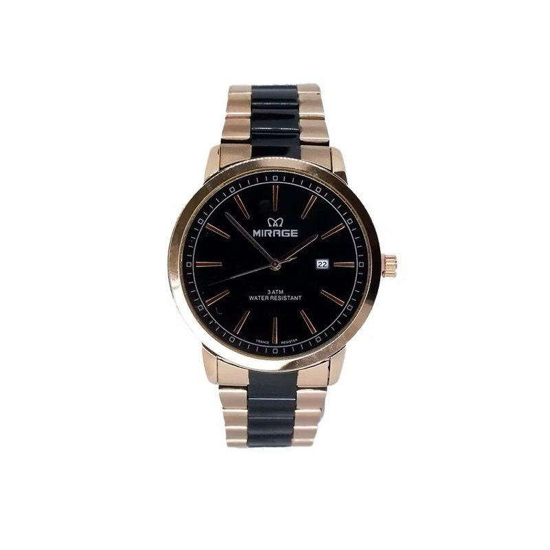 Jam Tangan Pria Mirage Kaca cembung combinasi Rosegold