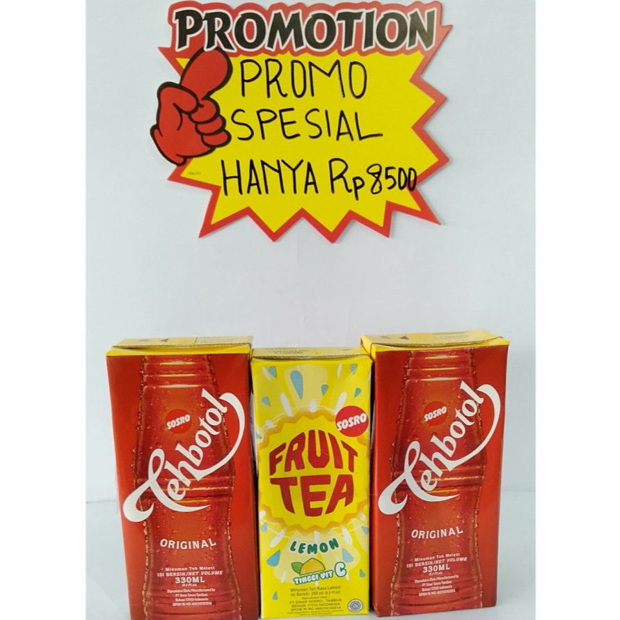 

PROMO SPESIAL (Teh botol sosro 330 ml, Fruit tea)