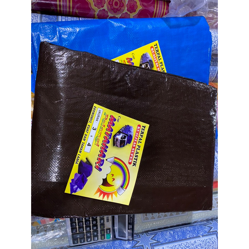Terpal Plastik cap Matahari Pelangi/Bintang |Tenda Biru | Terpal Coklat A3 ukuran 4x4, 4x5, 4x6, 4x7
