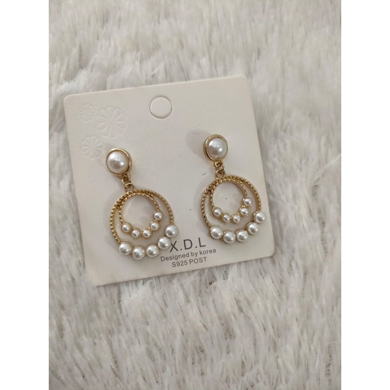 Anting Panjang Mutiara Bulat/Anting Mutiara Segi Empat/Anting Mutiara Wanita Jarum Perak