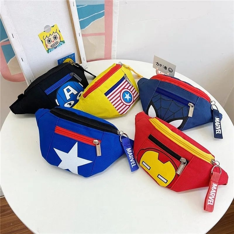 Tas Waistbag Anak Laki-Laki Motif Spiderman/Tas Pinggang Anak /Waistbag anak karakter super hero/Tas