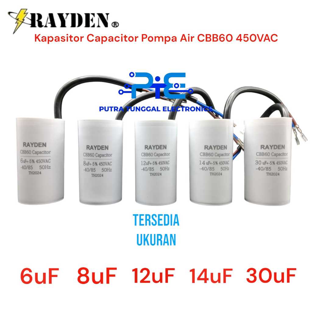 Kapasitor Capacitor Pompa Air CBB60 450VAC