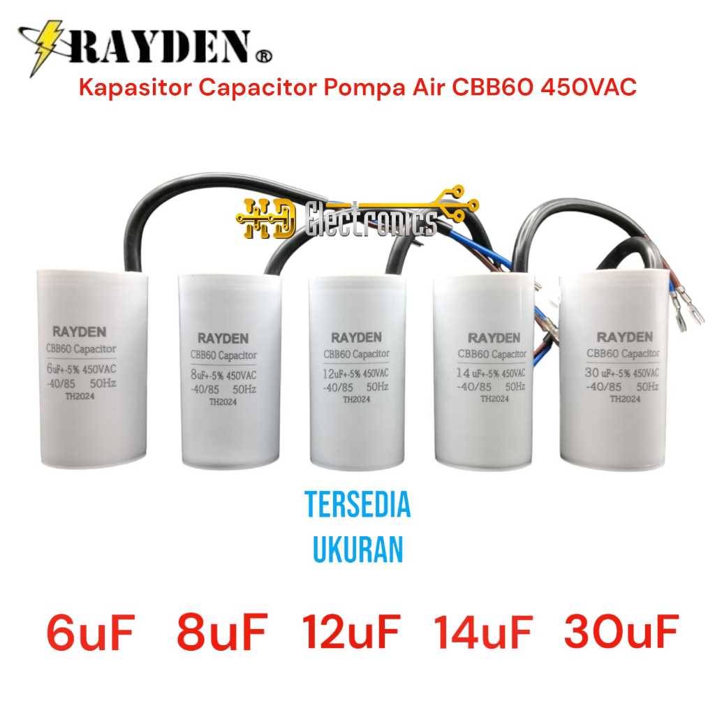 Kapasitor Capacitor Pompa Air CBB60 450VAC
