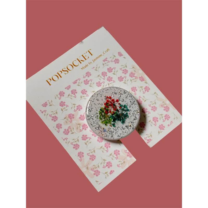 Popsocket Transparan Resin Glitter | Popsocket Resin Dried Flowerss | Phone Holder
