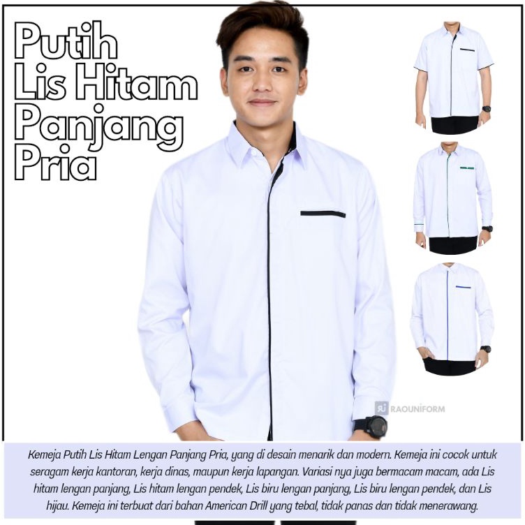 Supreme  Kemeja putih lengan panjang Baju kerja kantor karyawan pabrik komunitas comunity