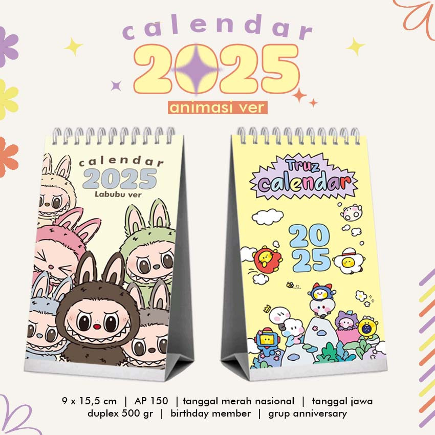 

KALENDER MEJA 2025 LABUBU TRUZ BT21 VER