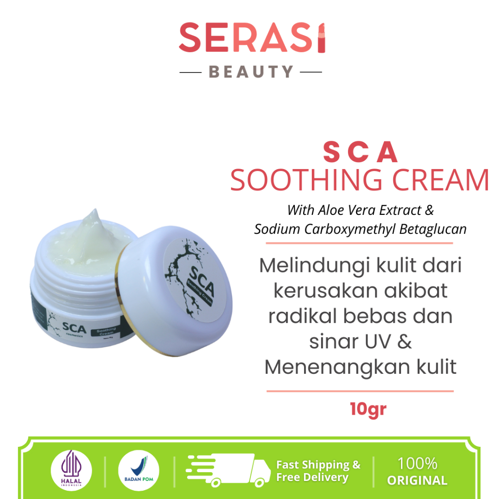 SCA Skincare Soothing Cream 10gr, Moisturizer Pelembab Kulit Wajah dan Menenangkan Kemerahan