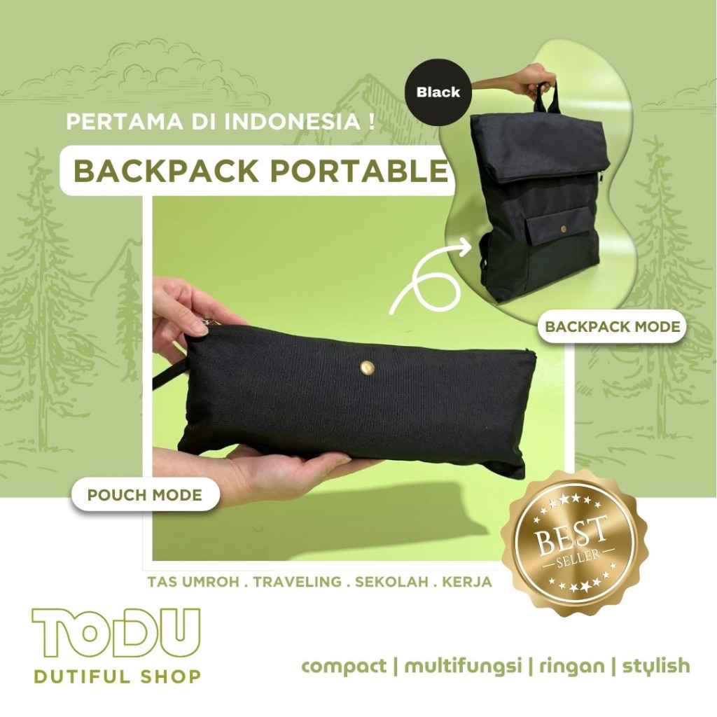 TODU Tas Ransel Backpack Portable Pria Wanita Multifungsi | Tas Traveling | Tas Umroh | Tas Kuliah