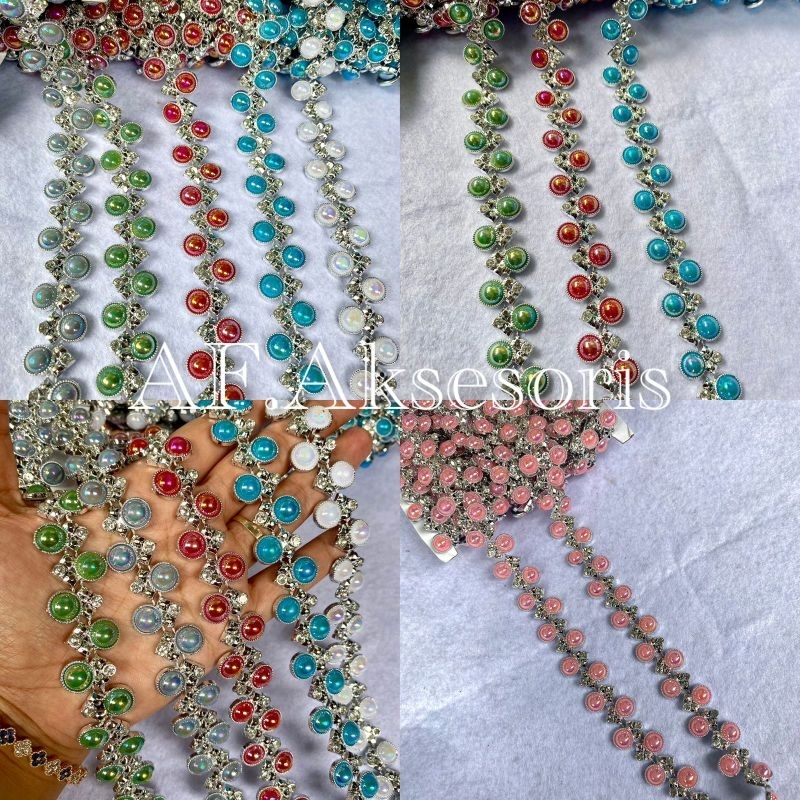 Aplikasi mute bunga renteng/renda india/aplikasi mutiara renteng diamon/payet boba