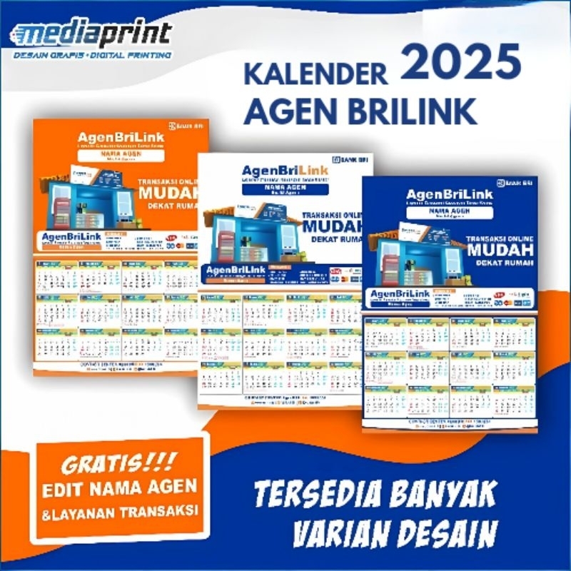 KALENDER DINDING AGEN BRILINK BNI46 TAHUN 2025 BISA CISTOM NAMA DAN FOTO