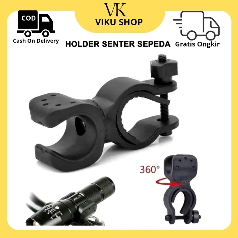 Bracket Holder Senter Sepeda Clamp Lampu Police Mounting 360