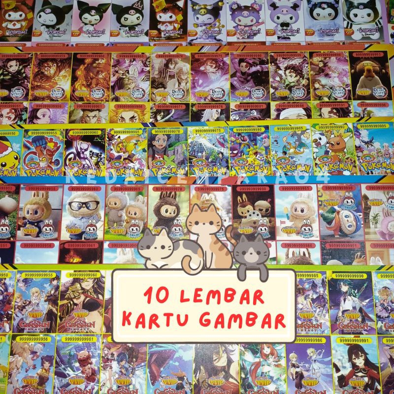 10Lembar Kartu Gambar Poster Besar Isi 50 Kolom Karakter Adu Gepok Mainan Anak Jadul / Kartu Umbul W