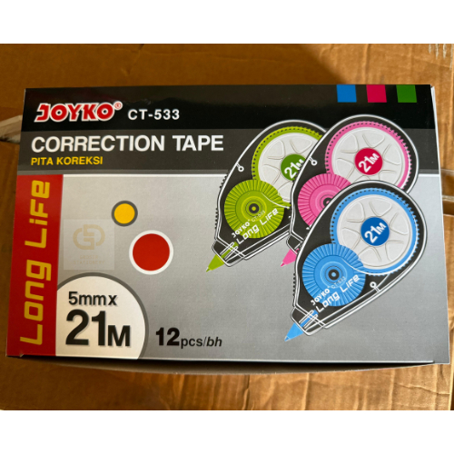 

(1 LUSIN / 12 PCS) Correction Tape Pita Koreksi Joyko CT-533