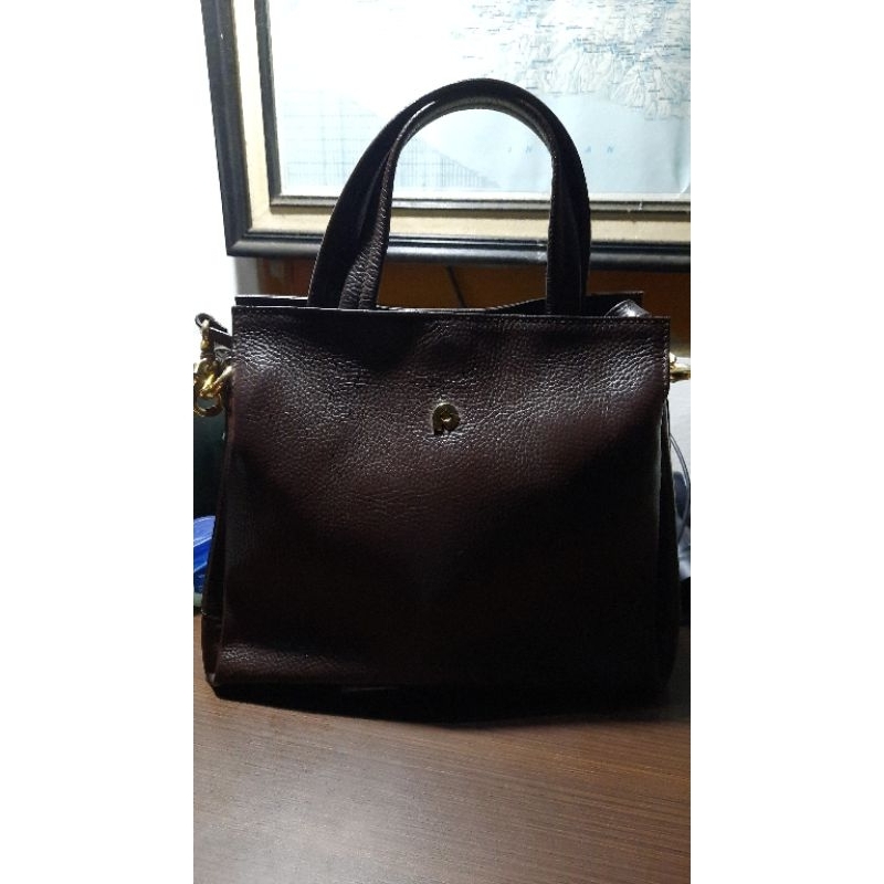 Tas Wanita PAPILON bahan kulit sapi asli warna coklat tua