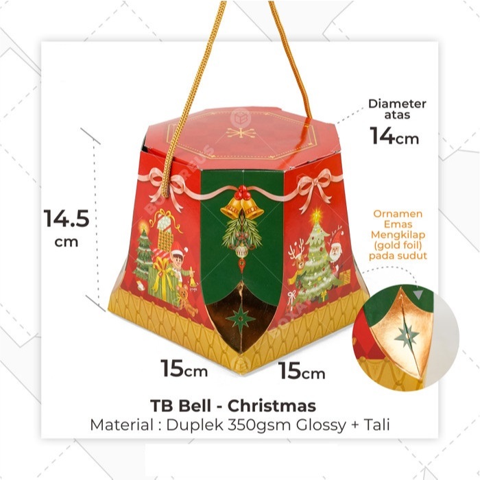 

Box Toples Christmas - TB Hexa Bell /dus kotak natal /dus kotak Xmas