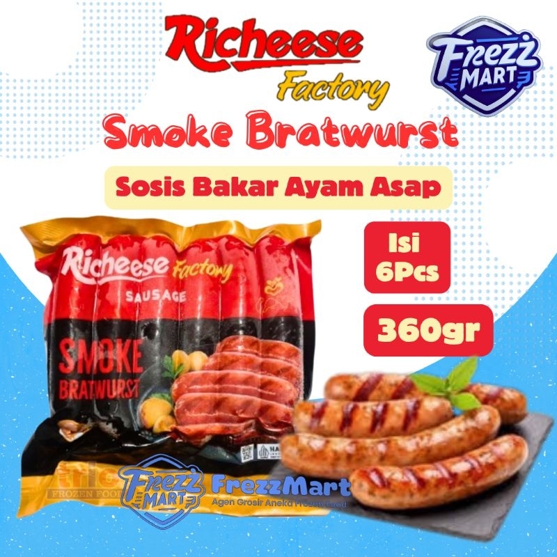 

Richeese Factory Smoke Bratwurst 360gr Sosis Bakar Ayam Asap Chicken Sausage