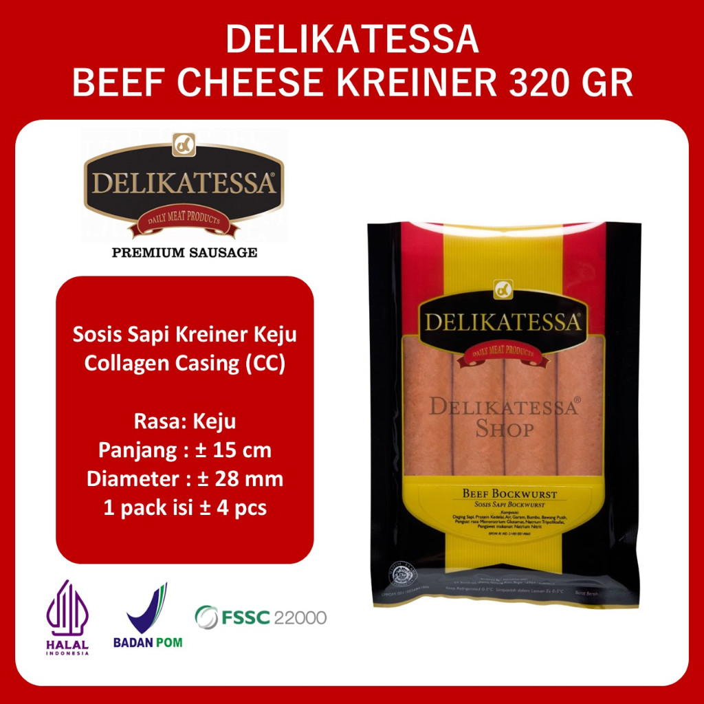 

Delikatessa Beef Cheese Kreiner 320 GR Sosis Sapi Keju Jumbo Halal