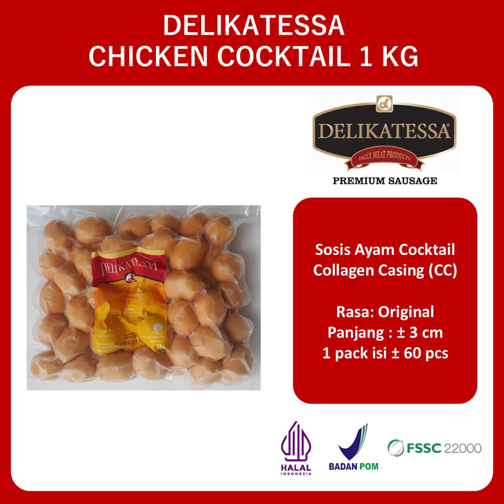 

DELIKATESSA CHICKEN COCKTAIL 1 KG SOSIS AYAM MINI HALAL