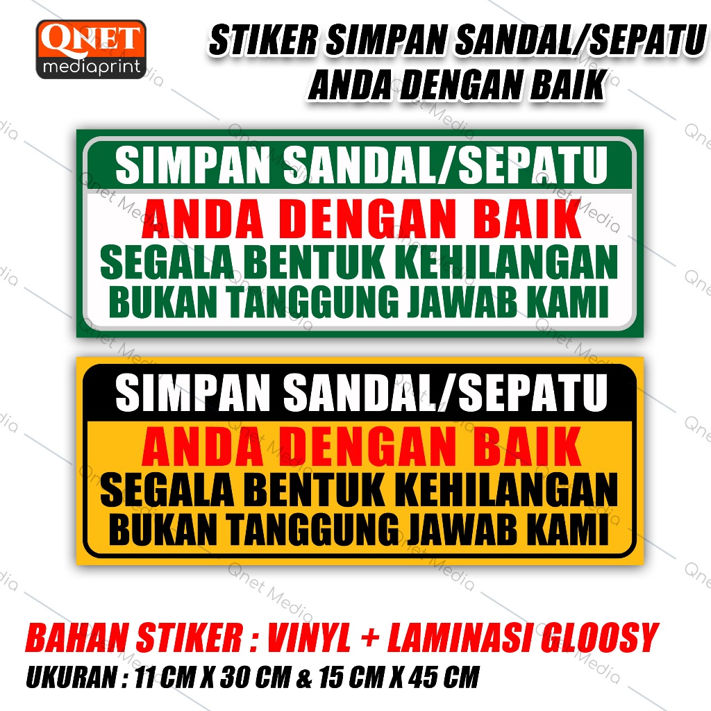 

STIKER SIMPAN SANDAL SEPATU ANDA DENGAN BAIK + LAMINASI GLOSSY