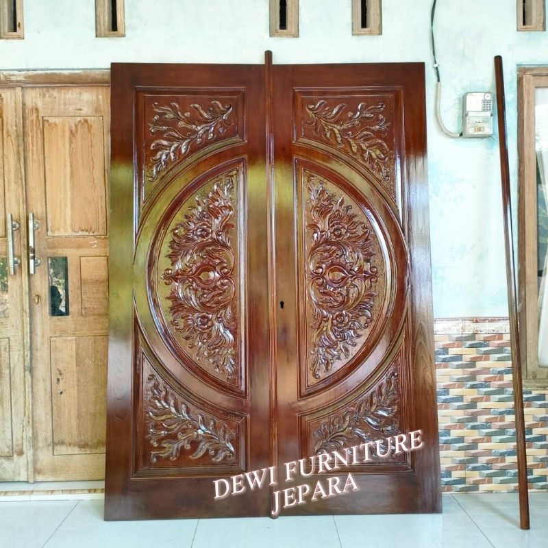 pintu utama rumah pintu jati pintu ukiran mewah pintu kupu-kupu