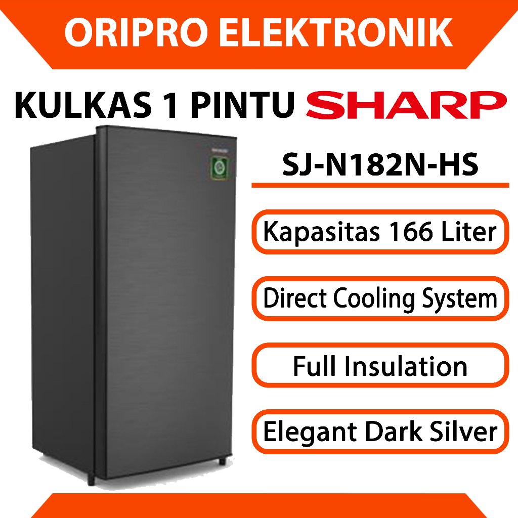 Kulkas 1 Pintu 166 Liter Sharp Dark Silver SJ-N182N-HS