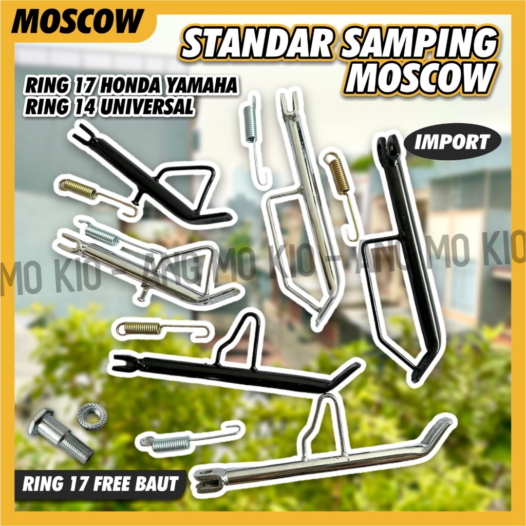 STANDAR SAMPING HONDA YAMAHA RING 14 RING 17 CHROME HITAM + PER PADAT TEBAL IMPORT ORIGINAL MOSCOW U