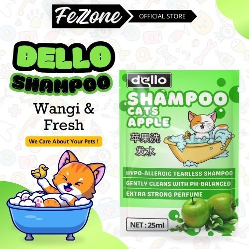DELLO SHAMPOO APEL Kucing Anjing Wangi Tahan Lama FEZONE