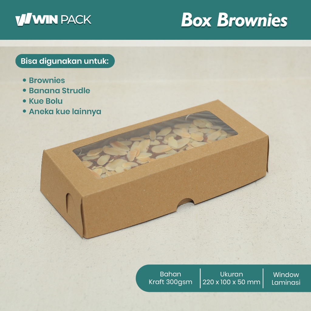 (25 Pcs) Dus Brownies 22x10 Box 22x10x5 Window Brownies Jendela Full Laminasi