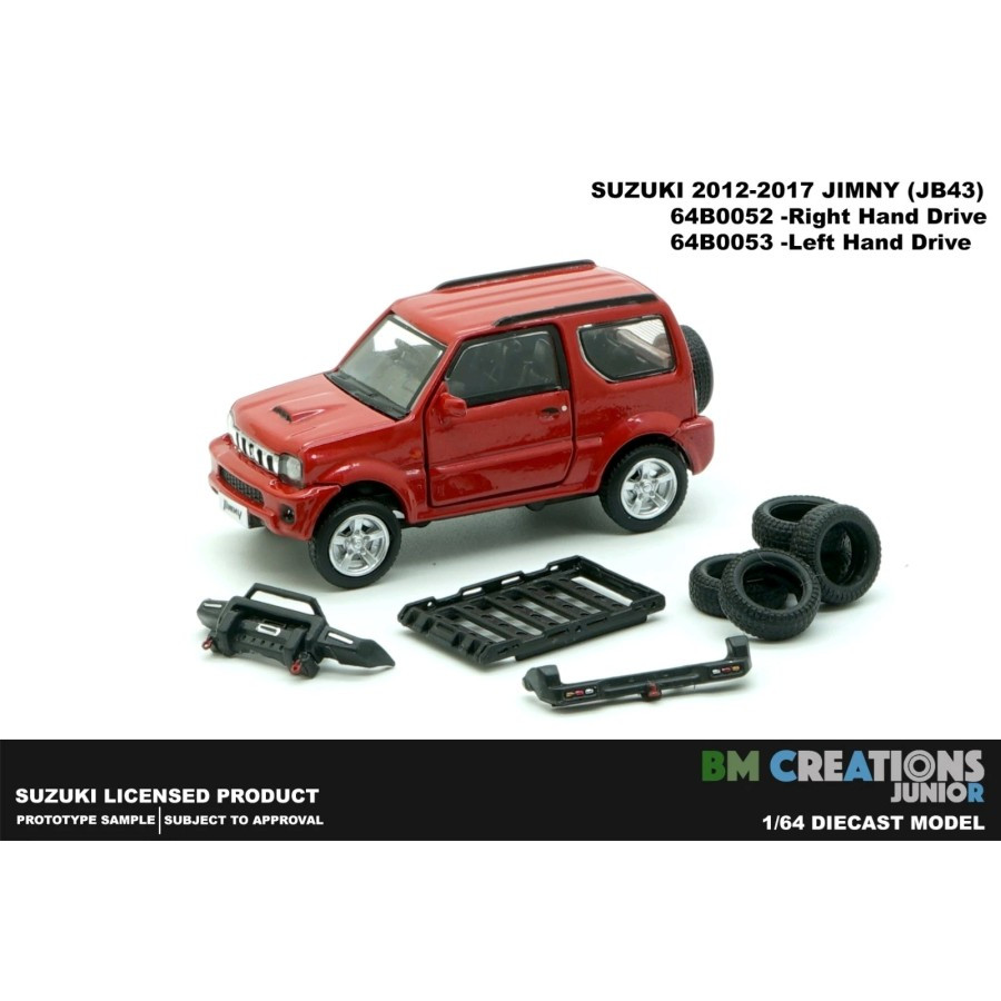 64B0053 - BM CREATIONS 1/64 Suzuki Jimny (JB43) Red LHD 1300cc Engine