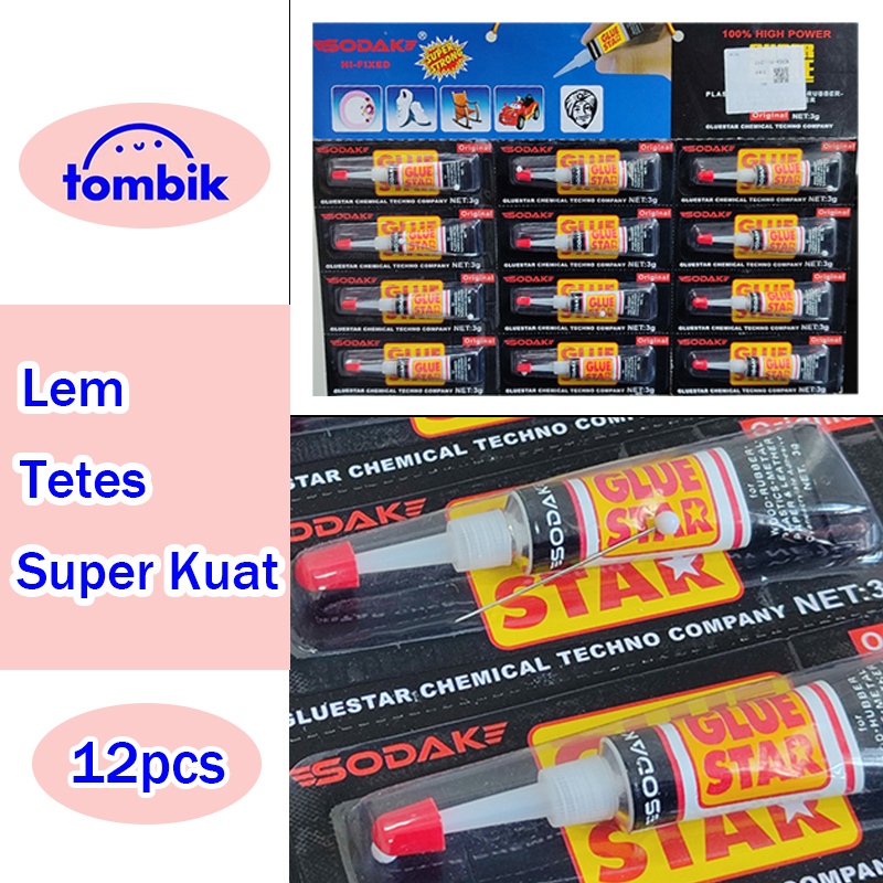 

Lem Tetes Super Kuat 3gr*12PCS / Lem Cair / Lem Power Glue Original