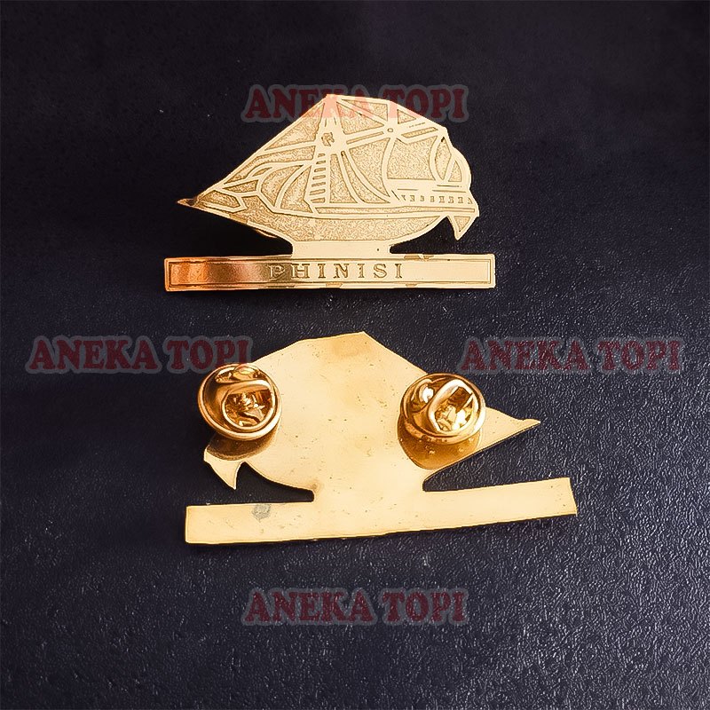 Pin Bros Phinisi Logam Pin Perahu Pinisi Pin Logo Phinisi Warna Gold - Aneka Topi