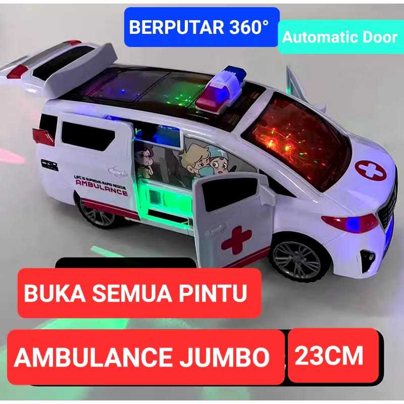 MAINAN MOBIL AMBULANCE JUMBO BISA BUKA SEMUA PINTU
