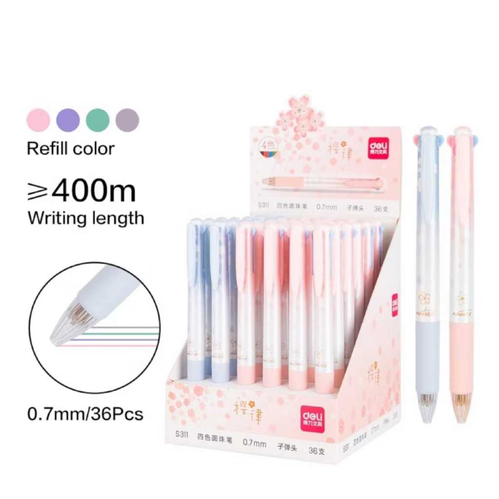 

Deli Pulpen Retractable S311 Sakuraru Series Lucu Bullet tip 0.7mm 4 warna