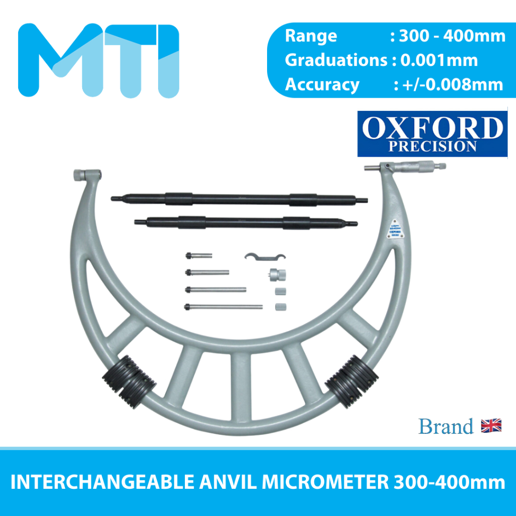OXFORD Mikrometer Luar Interchangeable Anvil 300-400mm Interchangeable Anvil Micrometer