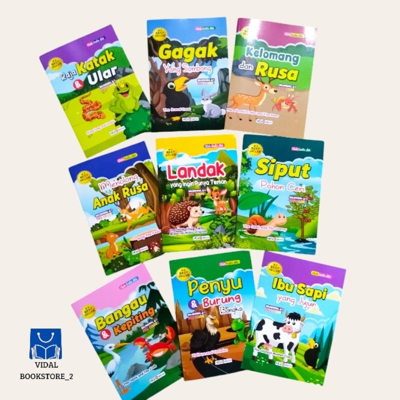 PAKET ISI 9 BUKU CERITA ANAK DAN DONGENG BANGAU KEPITING PENYU BURUNG BANGKAI LANDAK INGIN PUNYA TEM
