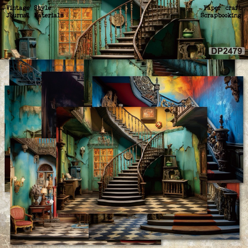 

(2CD) paper art deco dekor background mix design motif cangkir pintu rumah anjing pastel journaling