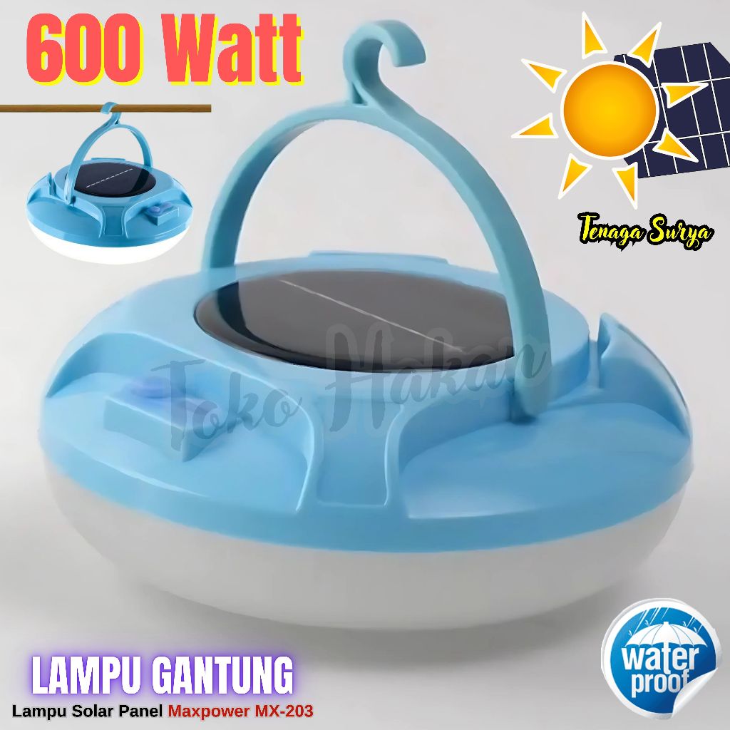 Lampu Tenaga Surya Solar Light 600Watt Lampu Led Tenaga Matahari Maxpower MX-203 Lampu Emergency Ten