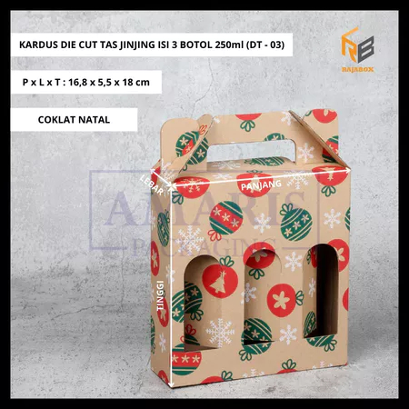 

(10pcs) Dus Tenteng Die Cut Kardus Box Botol Toples 250ml Muat 3 Dus Natal Marru Christmas
