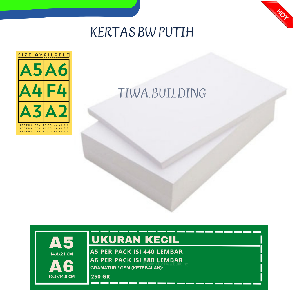 

KERTAS BW BLUES WHITE (BW) A5 PERPACK ISI 440 LEMBAR