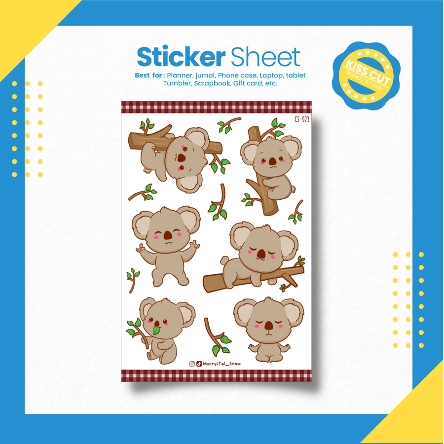 

Sticker Lucu Koala Bear Sticker Sheet [CS-023]