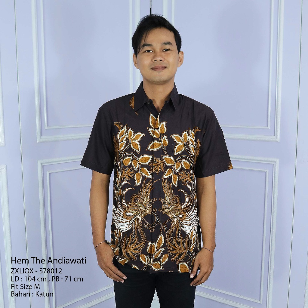kemeja batik pria lengan pendek bahan katun tebal tidak panas ria batik