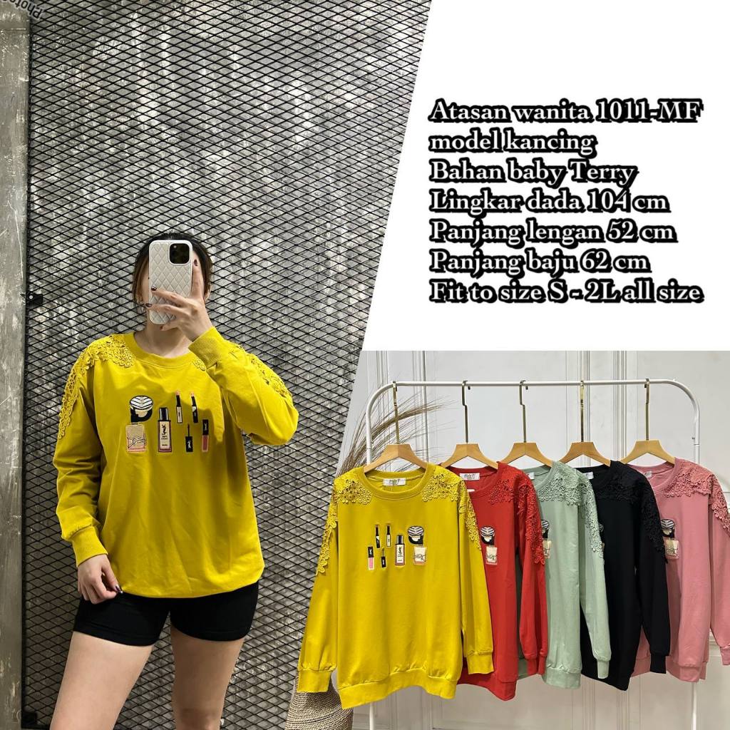 KAOS 1011-MF LENGAN PANJANG SWEATER IMPORT BABYTERRY LD 104 FIT S-XXL BISA COD