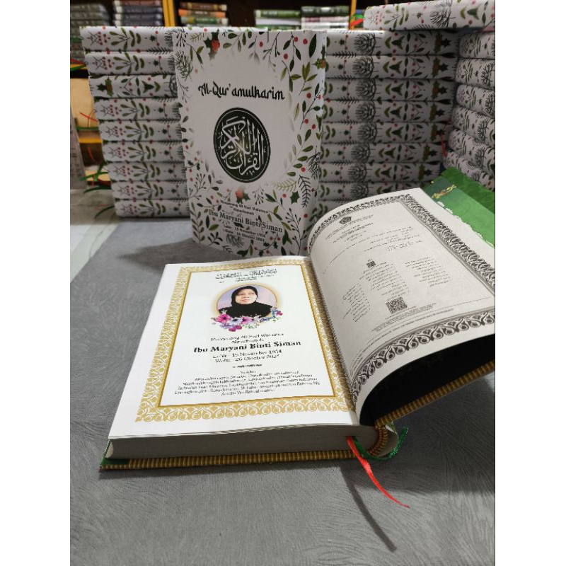 custom lapis cover - alquran untuk wakaf/40 hari + sisipan foto mengenang