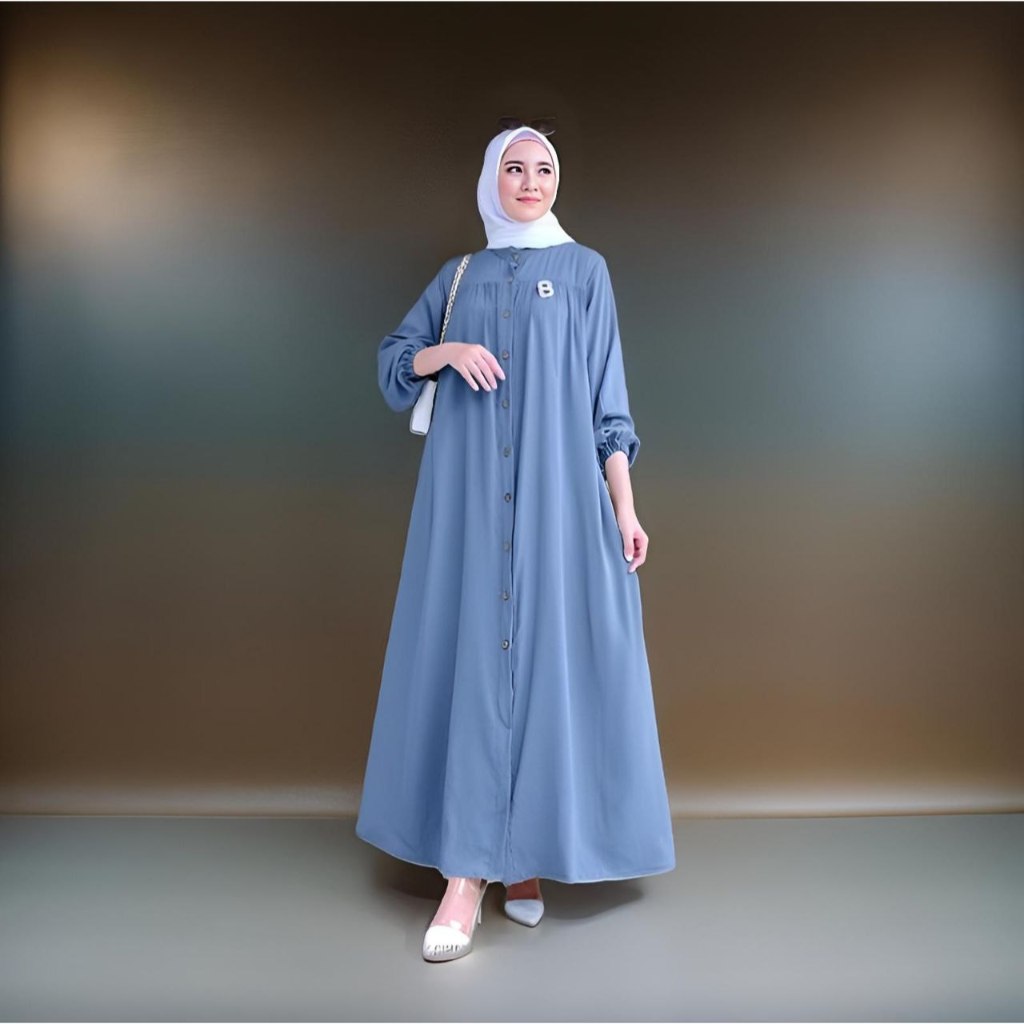 Gamis Gauri Dress Polos Gamis Crinkle Airflow Premium Maxi kancing Wanita