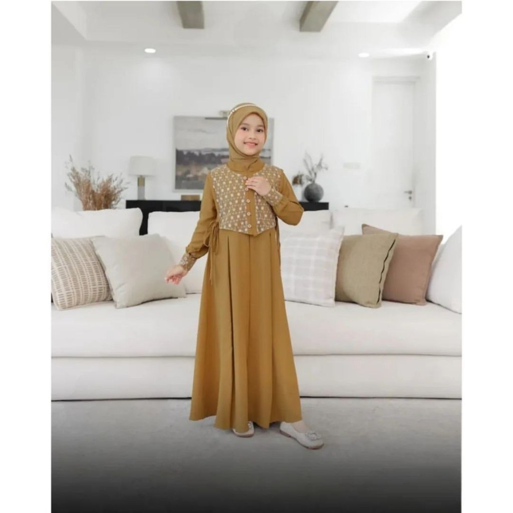 LIMITED Baju Gamis Brokat Anak Perempuan 8 9 10 11 12 13 Tahun Ceruty Babydoll Mix Brukat Baju Pesta