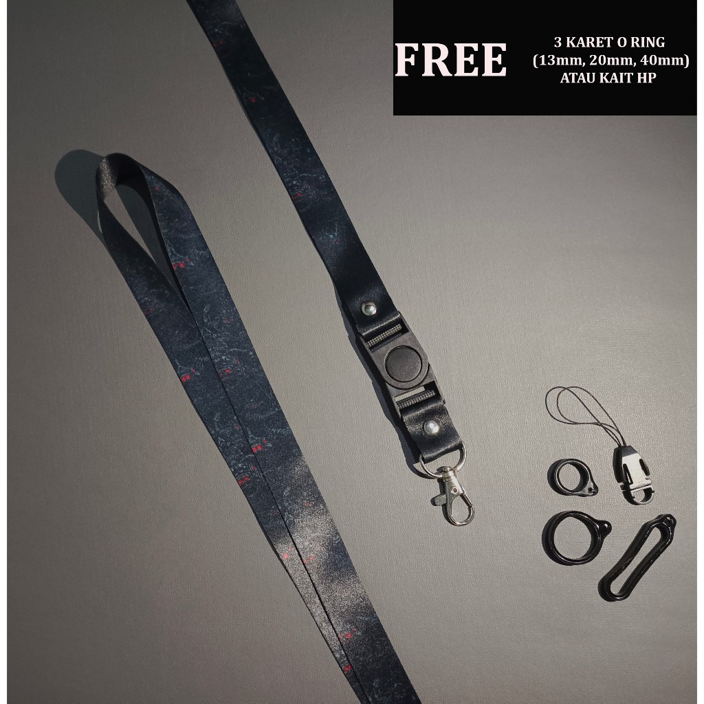 

Lanyard DarkSamurai - Tali Gantungan Handphone ID Card Nametag Dark Samurai