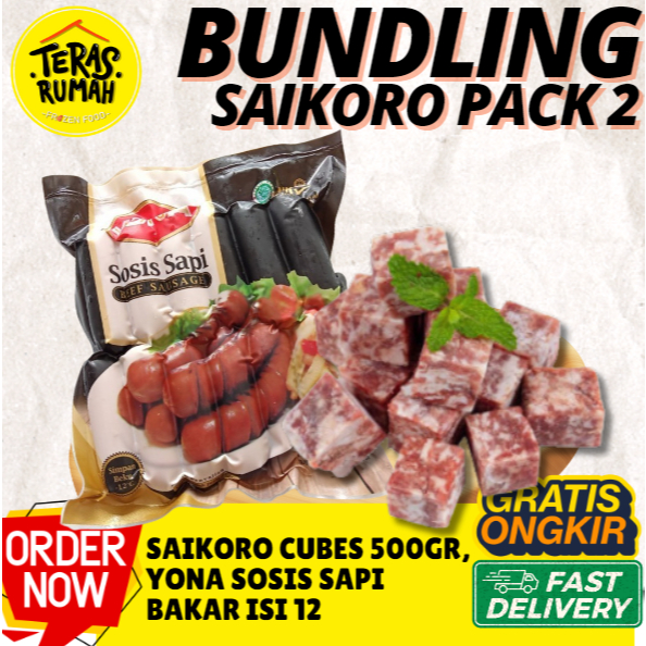 

SAIKORO PACK 2 - SAIKORO MELTIQUE WAGYU CUBES 500Gr & YONA SOSIS SAPI BAKAR ISI 12