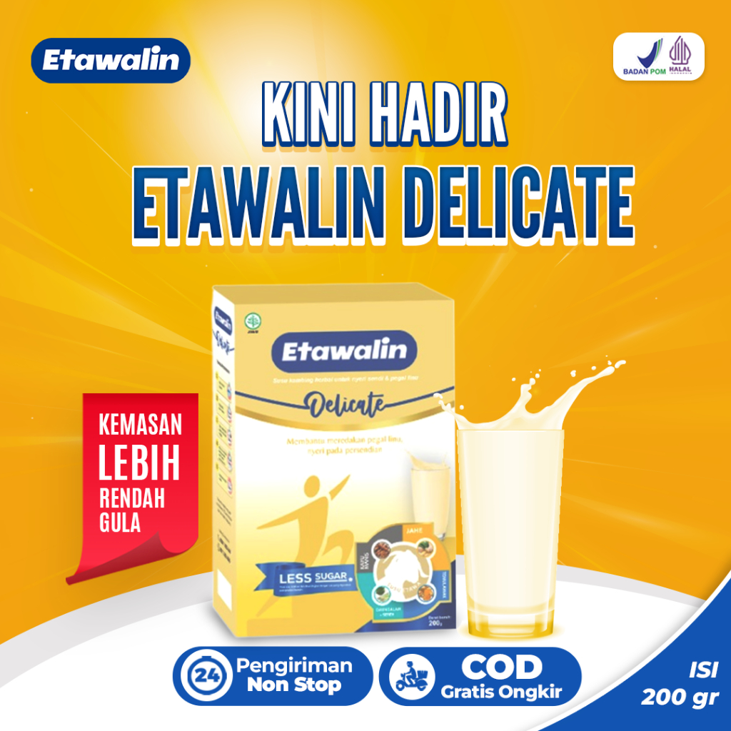 

Etawalin Delicate kemasan 200 Gram Atasi Nyeri Sendi Tulang dan Sendi Rendah Gula BPOM & Halal MUI