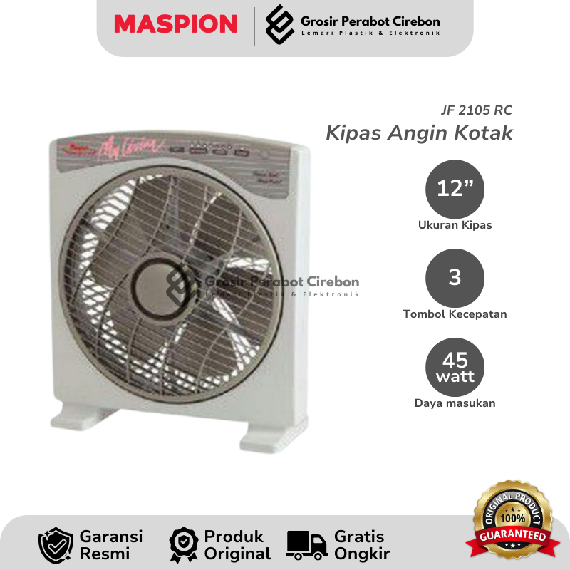 MASPION KIPAS ANGIN KOTAK JF-2105 RC / JF-2105 RC BOX FAN MASPION 12 INCH WITH REMOTE
